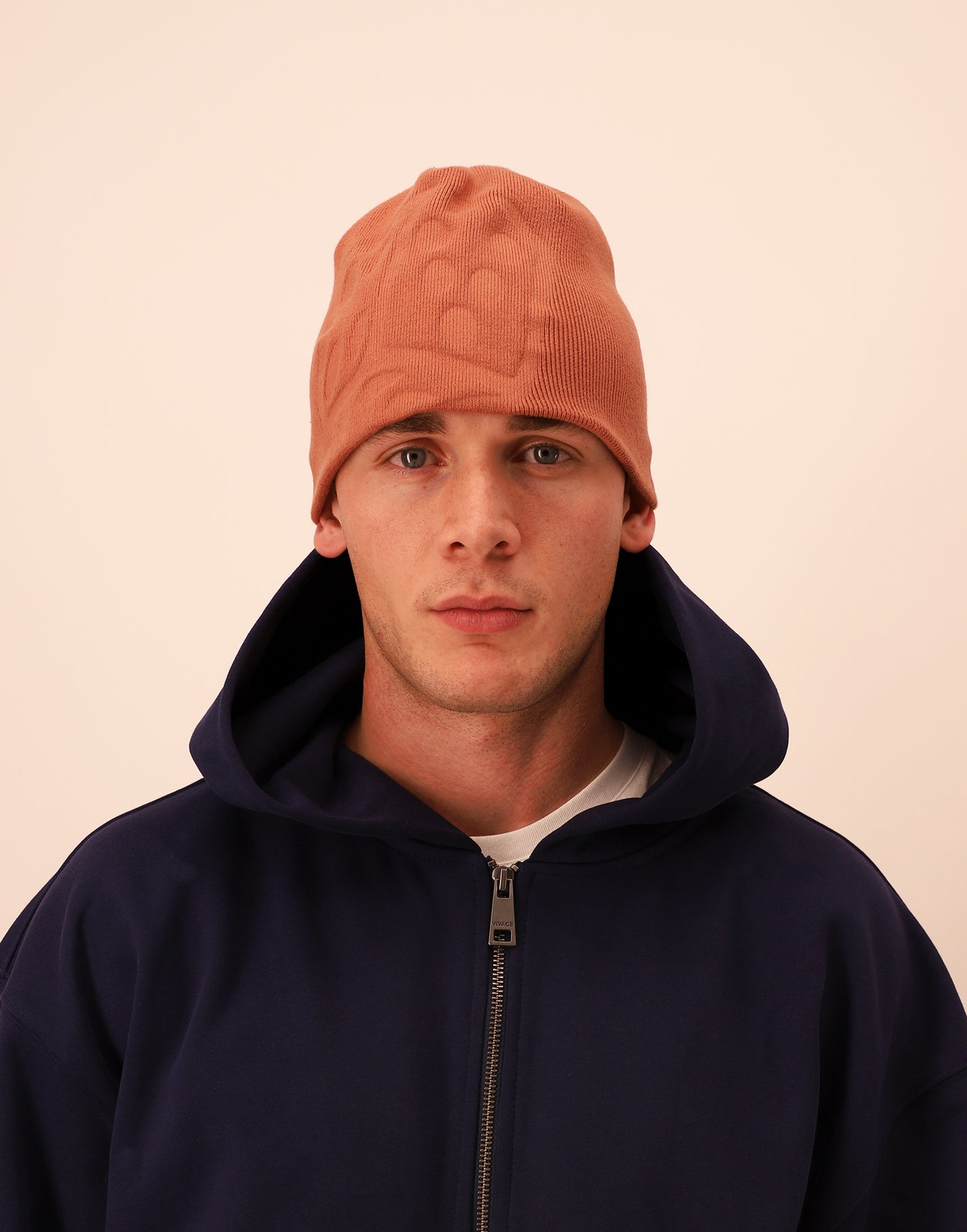 MONOGRAM BEANIE - RUST BROWN