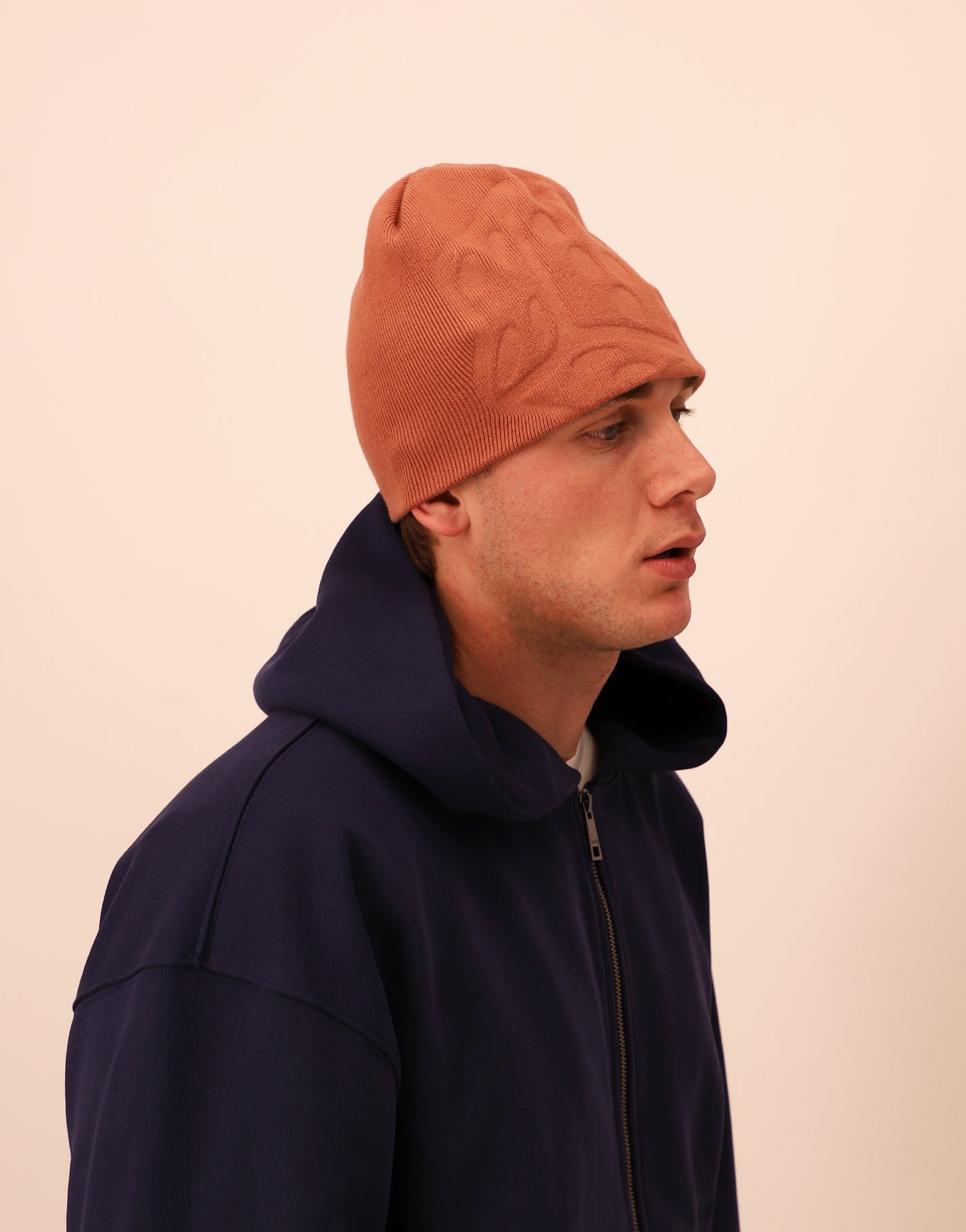MONOGRAM BEANIE - RUST BROWN