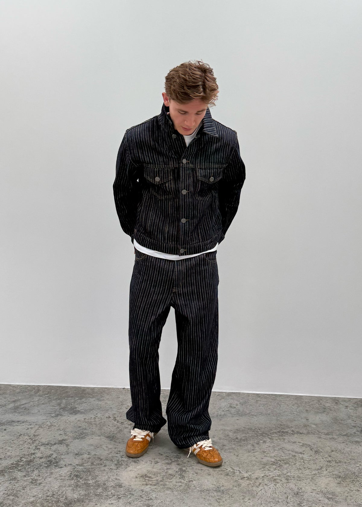 PINSTRIPE DENIM JACKET - NAVY