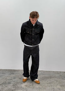 PINSTRIPE DENIM JACKET - NAVY