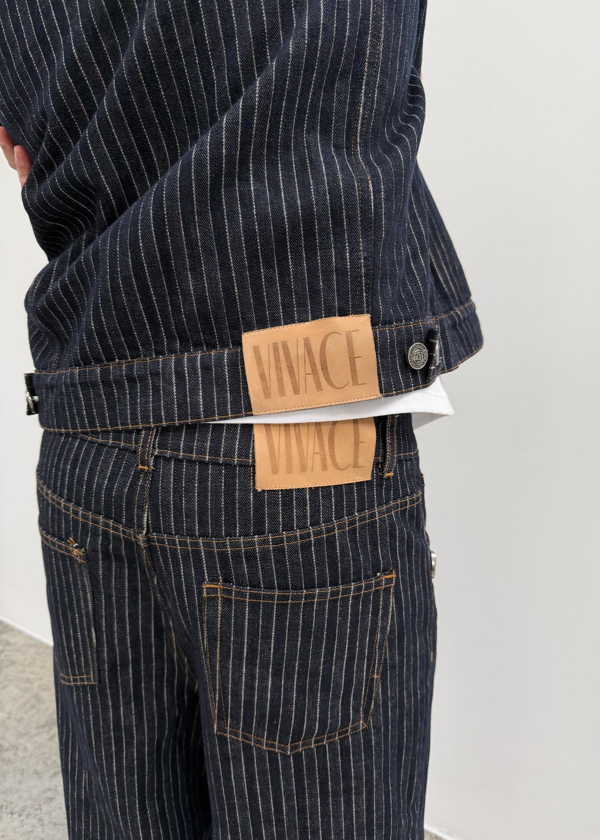 PINSTRIPE DENIM JACKET - NAVY
