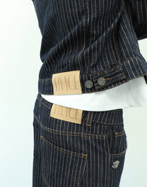 PINSTRIPE DENIM JEAN - NAVY