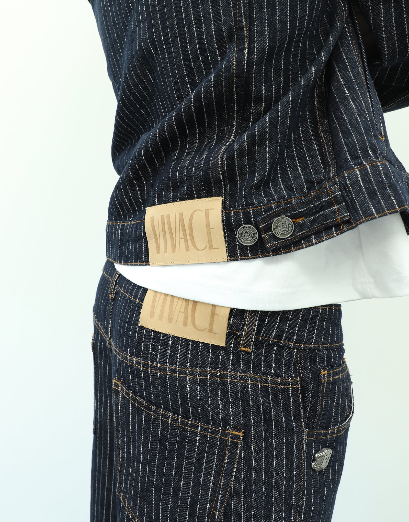 PINSTRIPE DENIM JEAN - NAVY