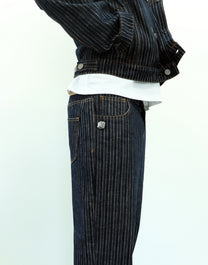 PINSTRIPE DENIM JEAN - NAVY