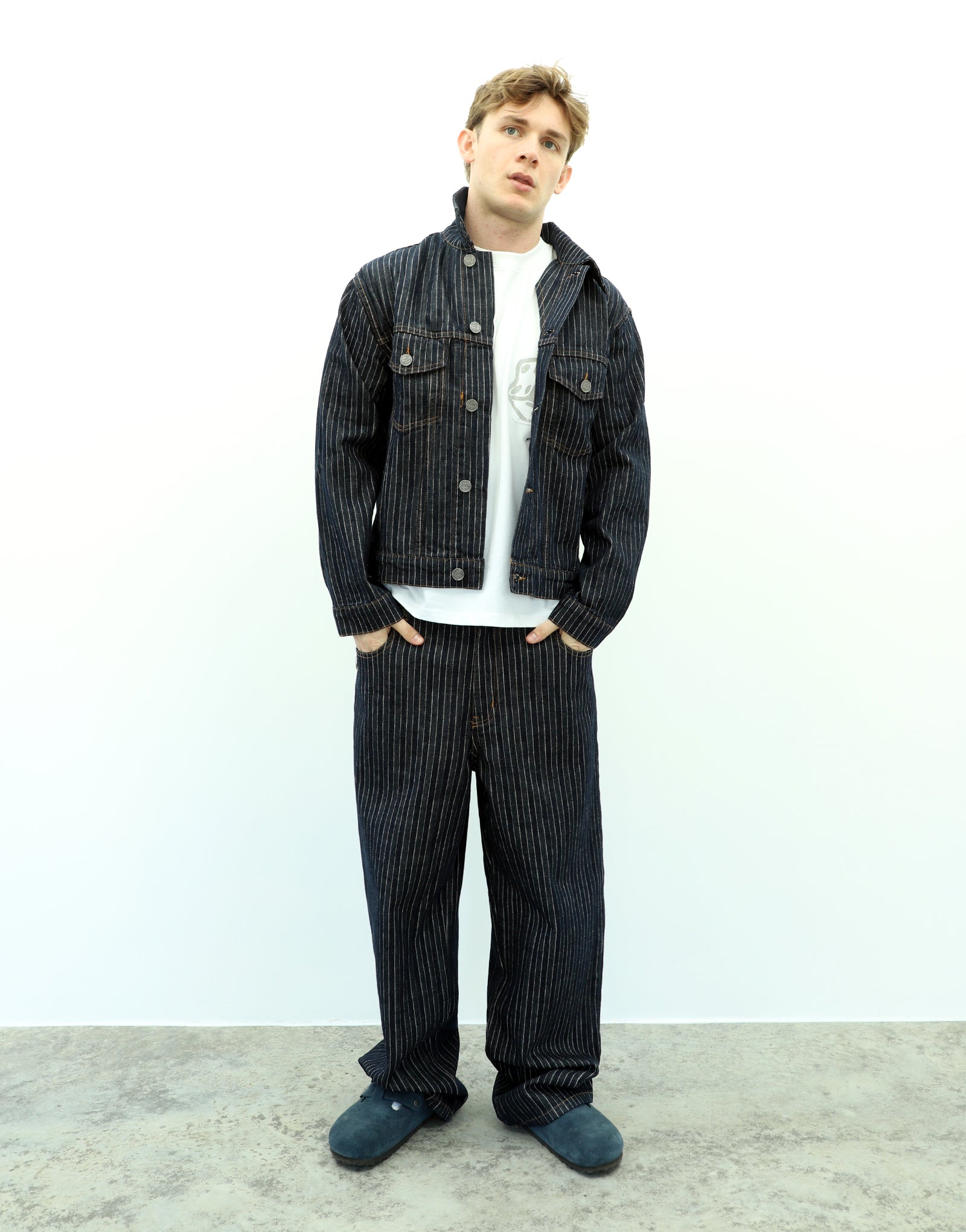 PINSTRIPE DENIM JACKET - NAVY