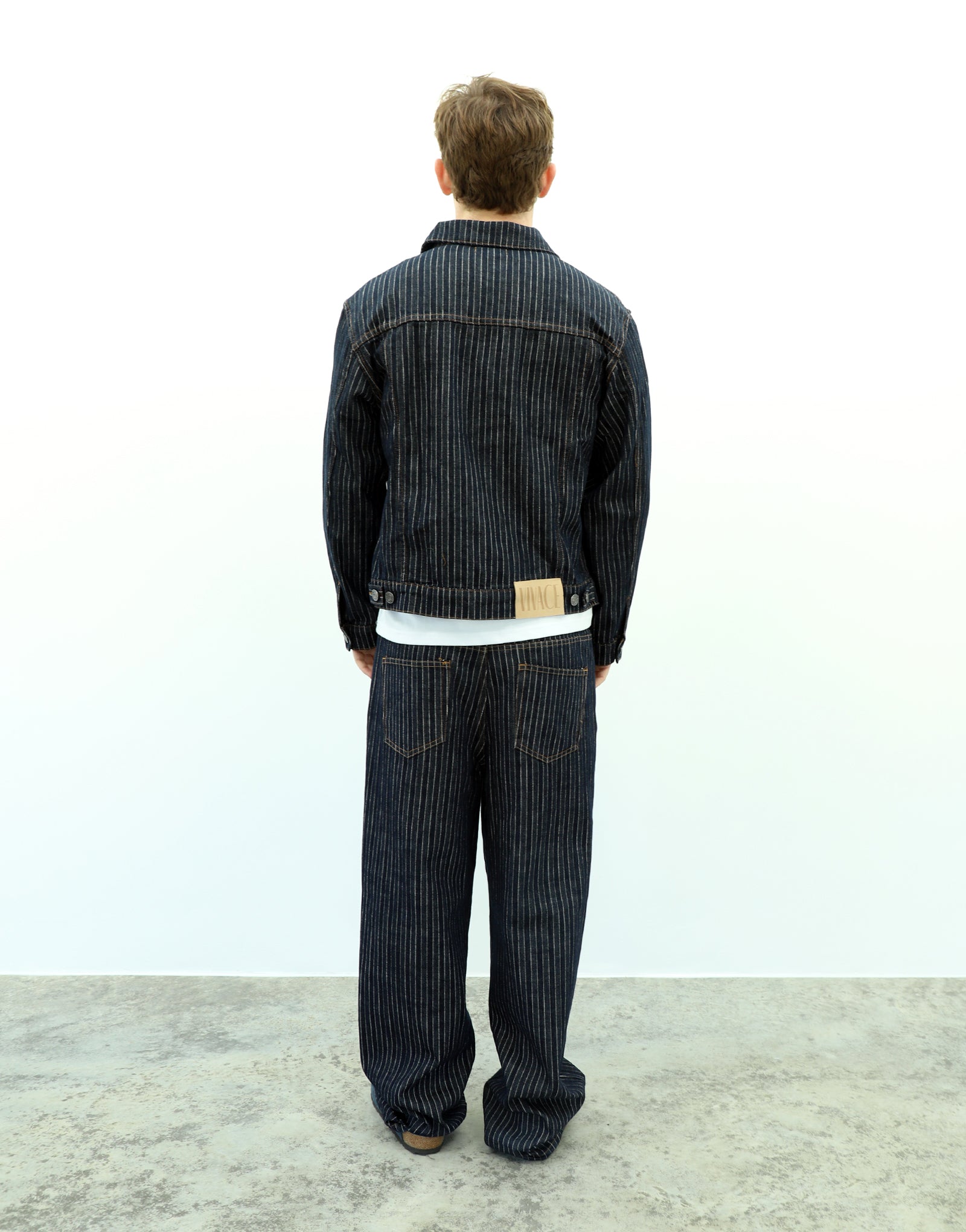 PINSTRIPE DENIM JACKET - NAVY