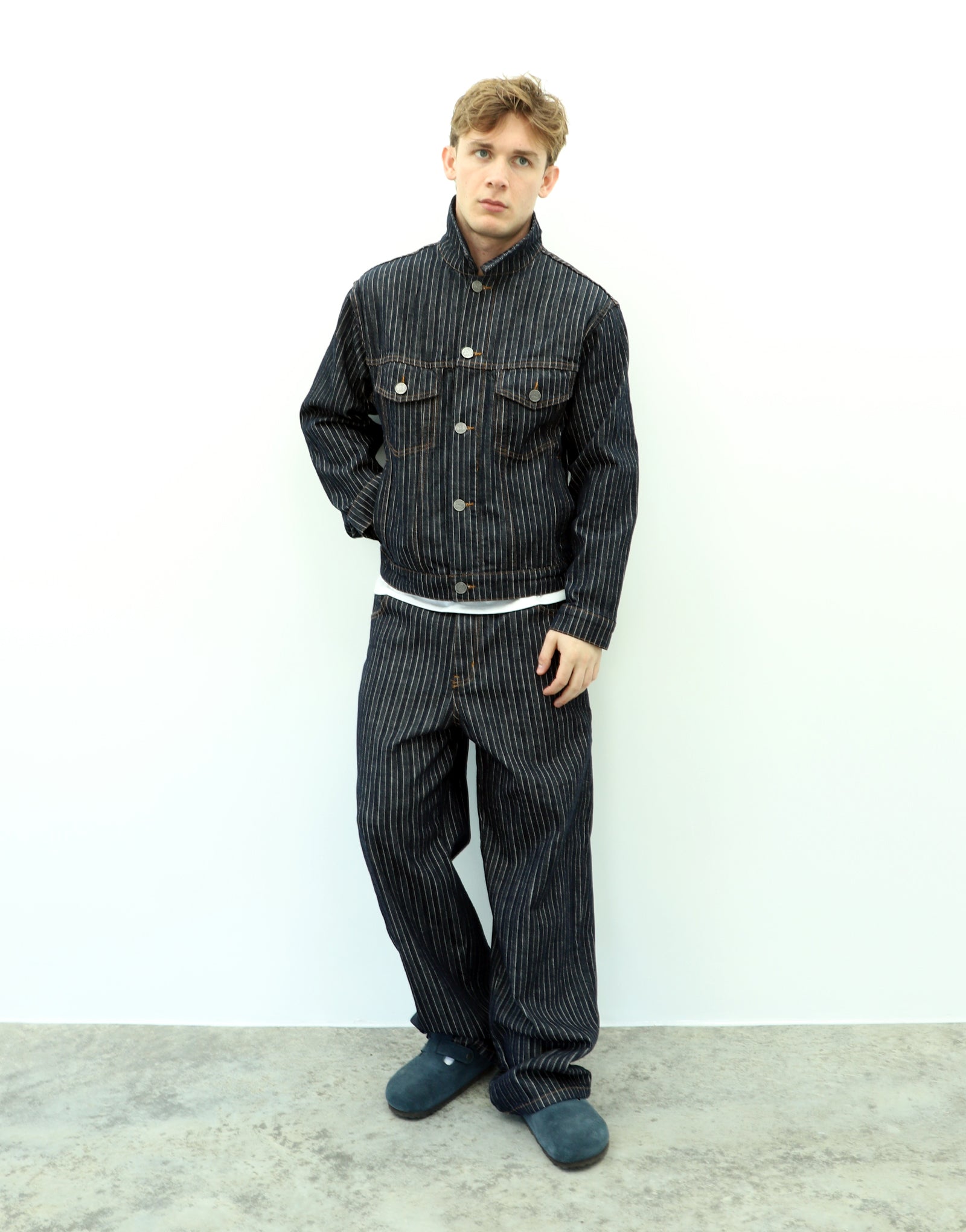 PINSTRIPE DENIM JEAN - NAVY
