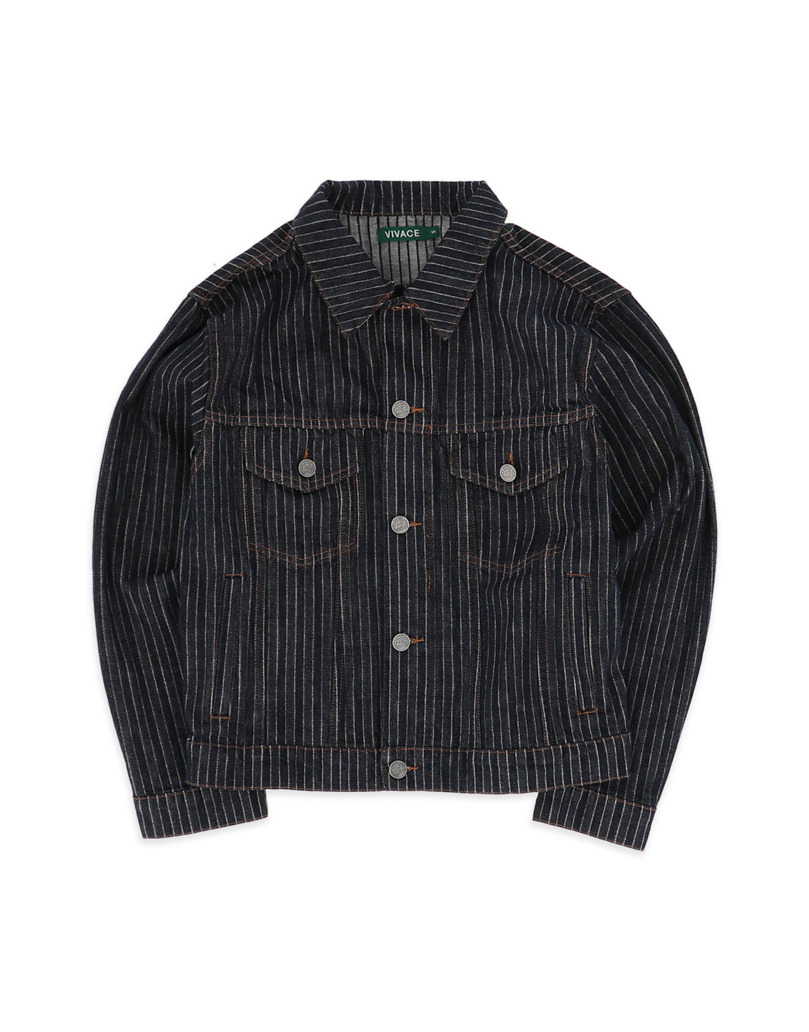 PINSTRIPE DENIM JACKET - NAVY