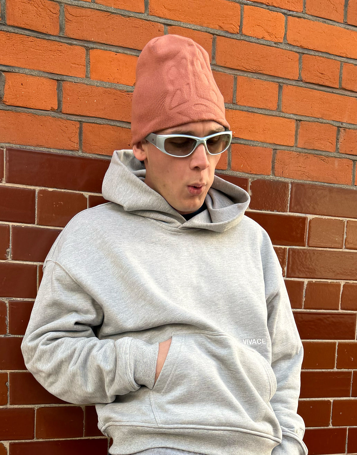 MONOGRAM BEANIE - RUST BROWN