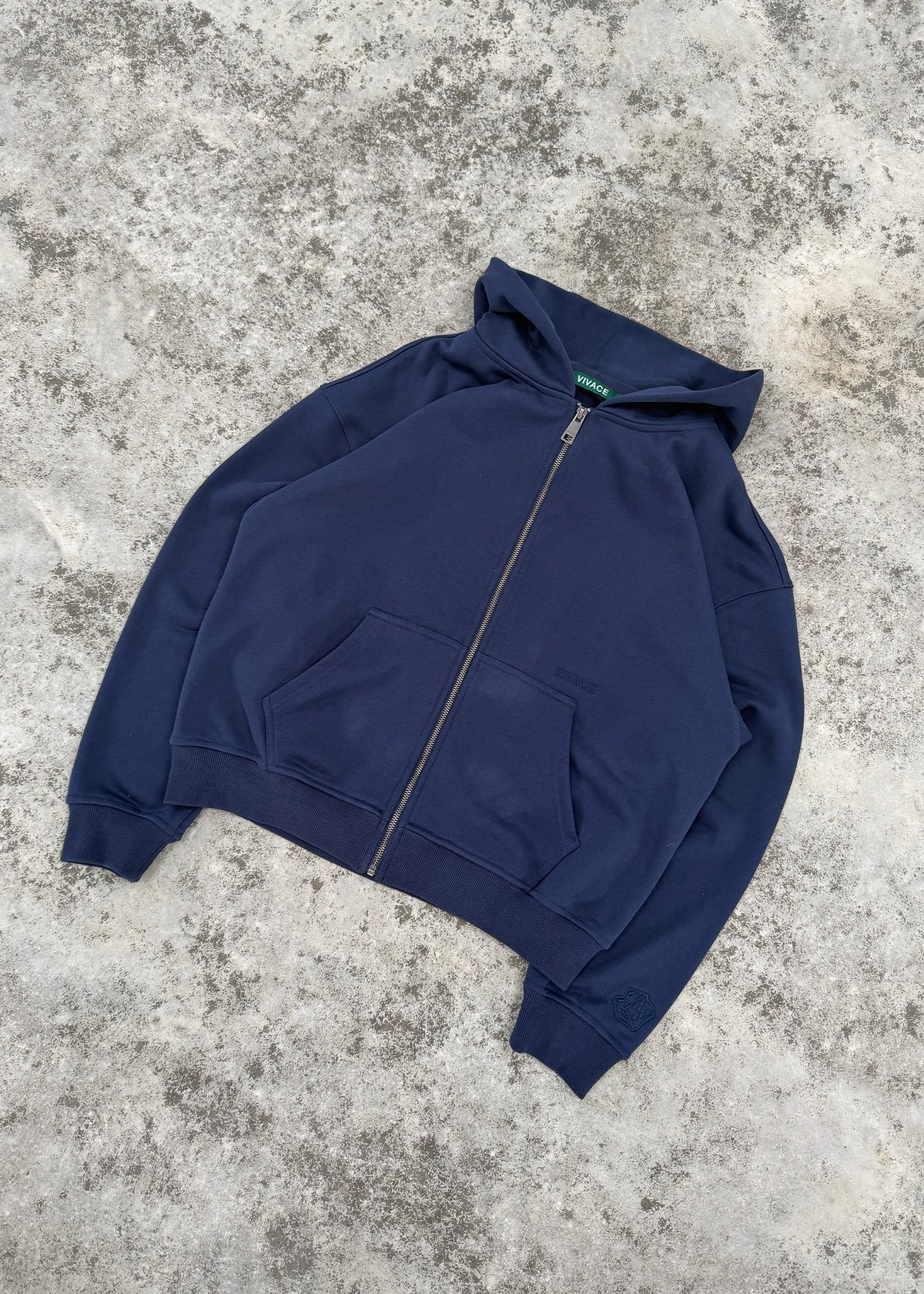 BASIC ZIP-UP HOODIE - NAVY